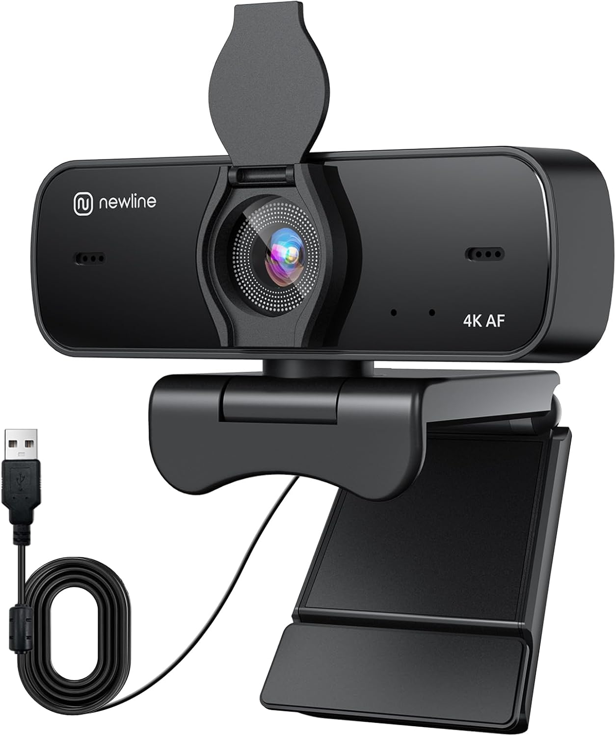 4K Webcam for PC, 4K UHD USB Webcam with Microphone, New Upgraded Auto Focus, Low Distortion, Privacy Cover, PC Camera for Zoom, Skype, Teams, Laptop, Conferencing, Calling, NewEye 60s