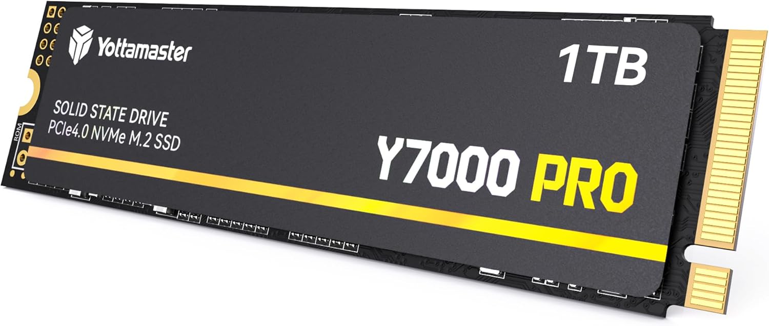 Yottamaster Y7000Pro 1TB SSD M.2 PCIe 4.0, Up to 7000MB/s, M.2 2280 NVMe Internal Solid State Drive with 3D QLC NAND Flash, Upgrade Storage for PS5, PC Computer, Laptop, Gaming