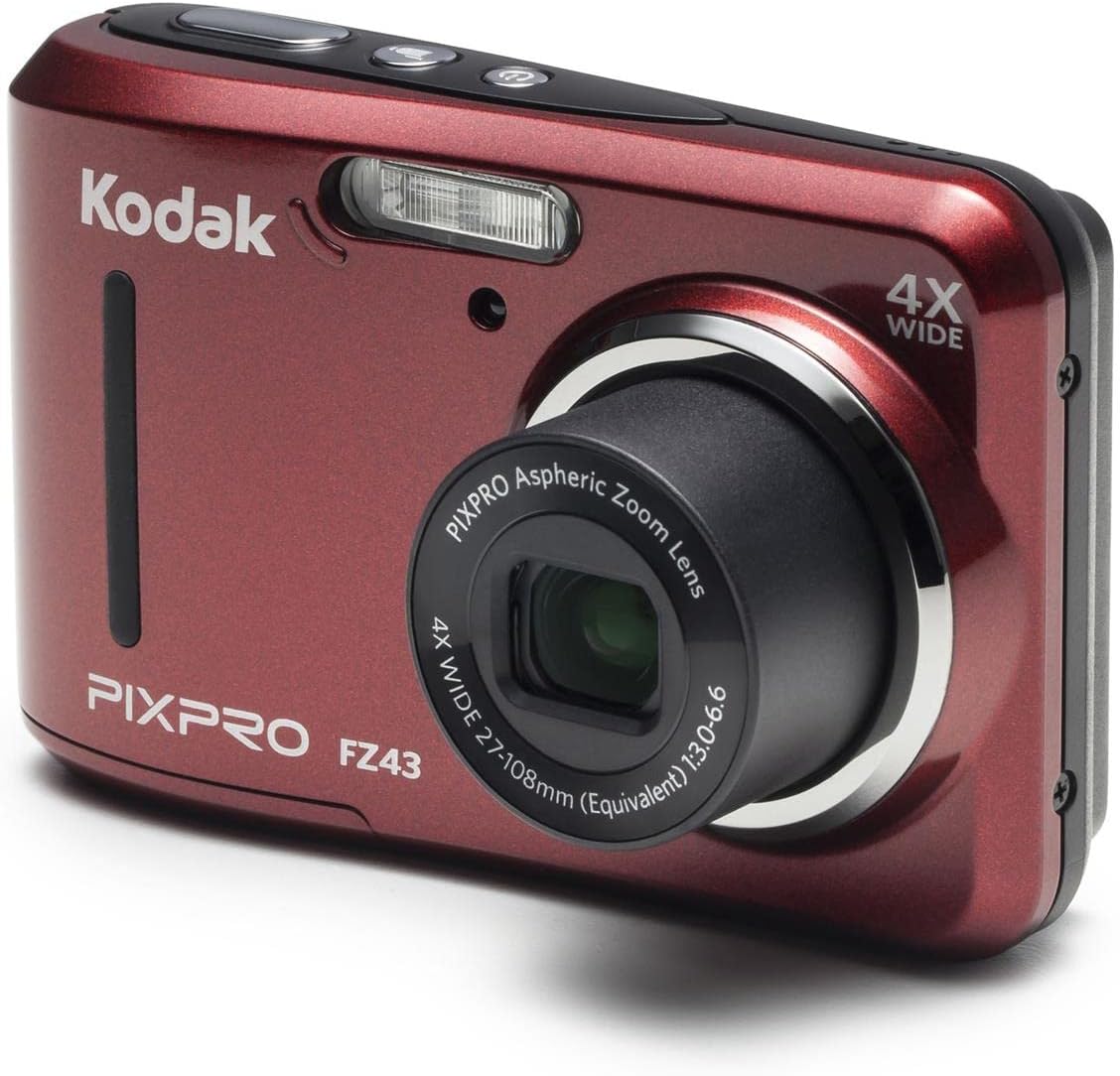 Kodak PIXPRO Friendly Zoom FZ43-RD 16MP Digital Camera with 4X Optical Zoom and 2.7″ LCD Screen (Red)