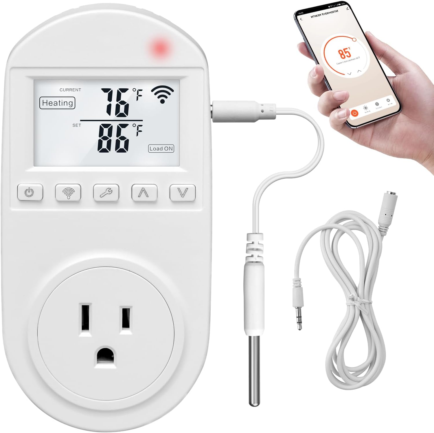 New Generation! Briidea Smart WiFi Heating Cooling Temperature Controlled Outlet, Compatible with Alexa, Google Assistant, Ideal for Household, Greenhouse, Reptile, Incubator, 110V 16A