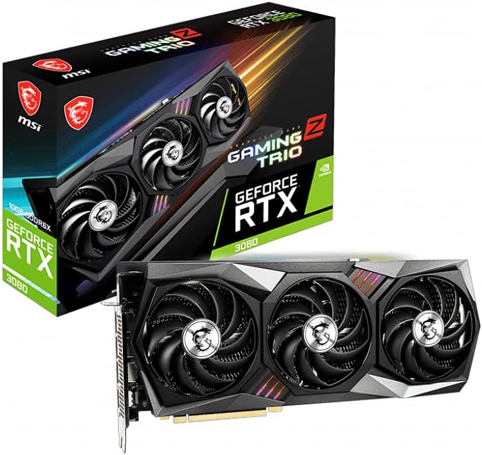 MSI Gaming GeForce RTX 3080 LHR 10GB GDRR6X 320-Bit HDMI/DP Nvlink Torx Fan 4 RGB Ampere Architecture OC Graphics Card (RTX 3080 Gaming Z Trio 10G LHR)