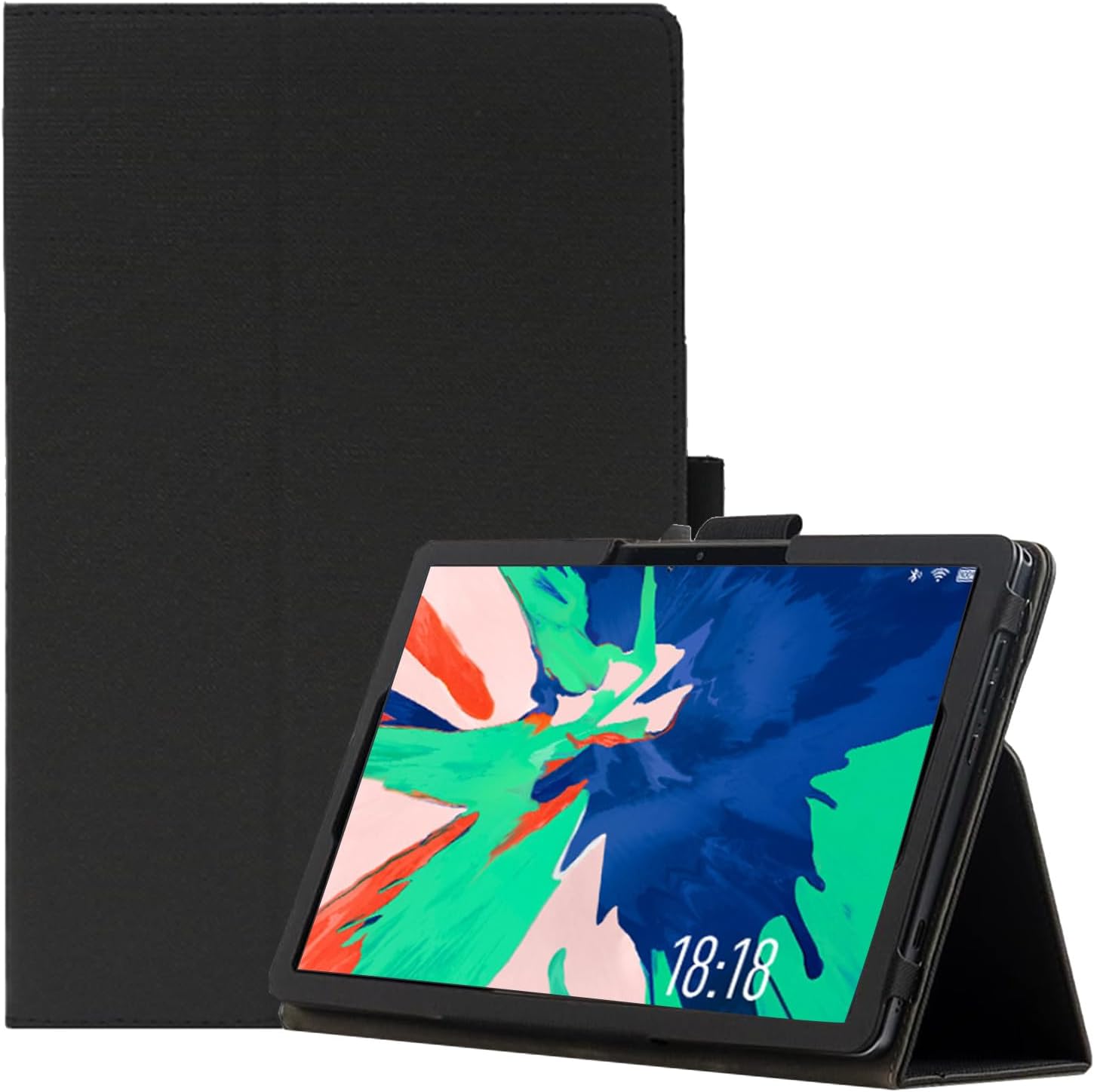 Case for TECLAST T45HD Tablet Android 13 Tablet Case Slim PU Leather Folio Folding Stand Protective Case Cover Black