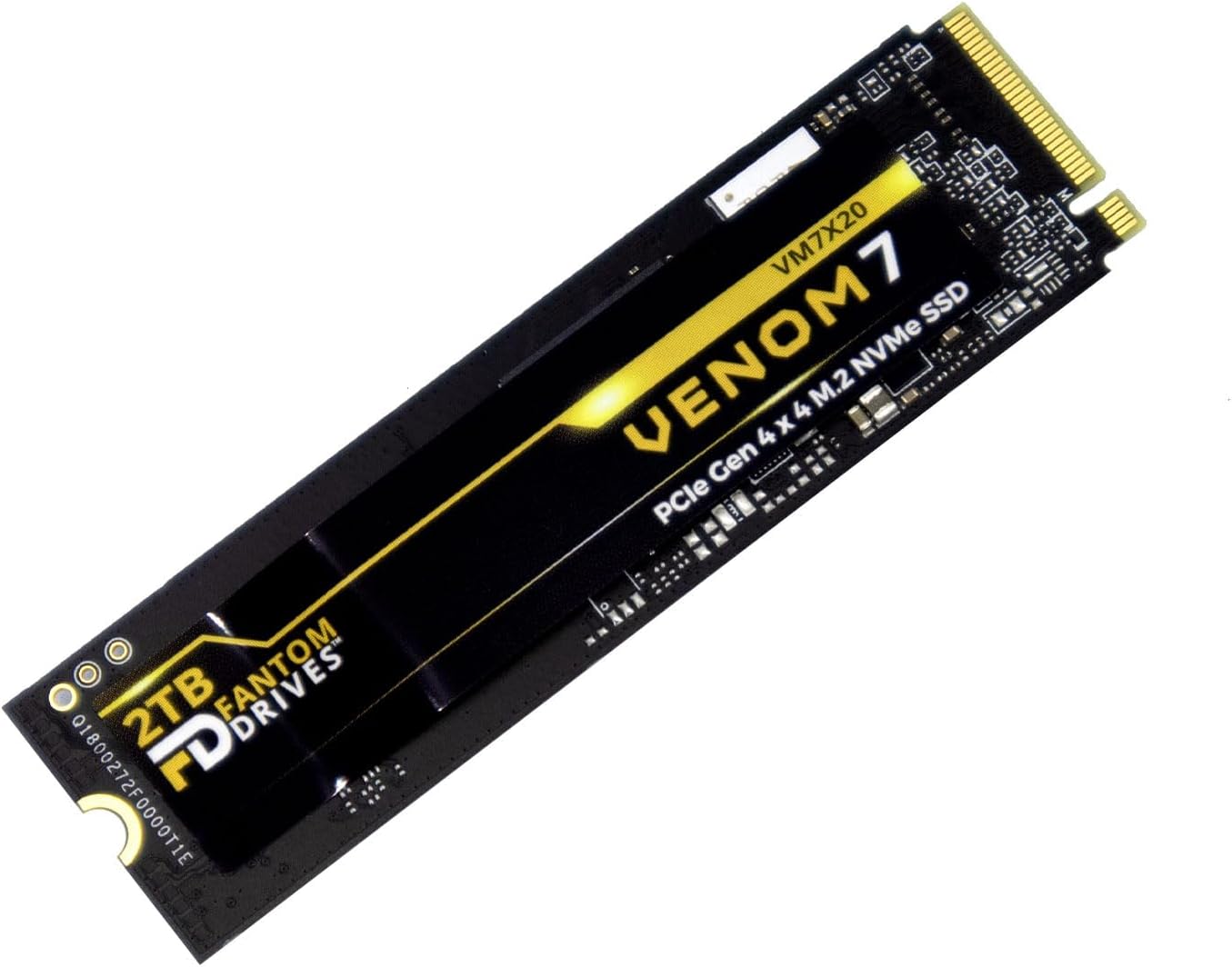 Fantom Drives VENOM7, 2TB Internal SSD NVMe Gen 4 M.2 2280 Slim Profile for compatibility with Desktop, Laptops, and PS5 – Up to 7300MB/s – 3D NAND TLC (VM7X20)