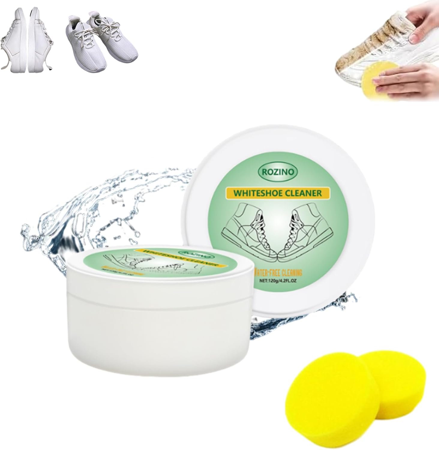 White Shoe Cleaning Cream, White Shoe Cleaner, Sneaker Cleaner Sponge, Multi-Functional Cleaning and Stain Removal Cream, Shoe Cleaner, Sneakerasers Shoe Cleaner, Clean White Shoes