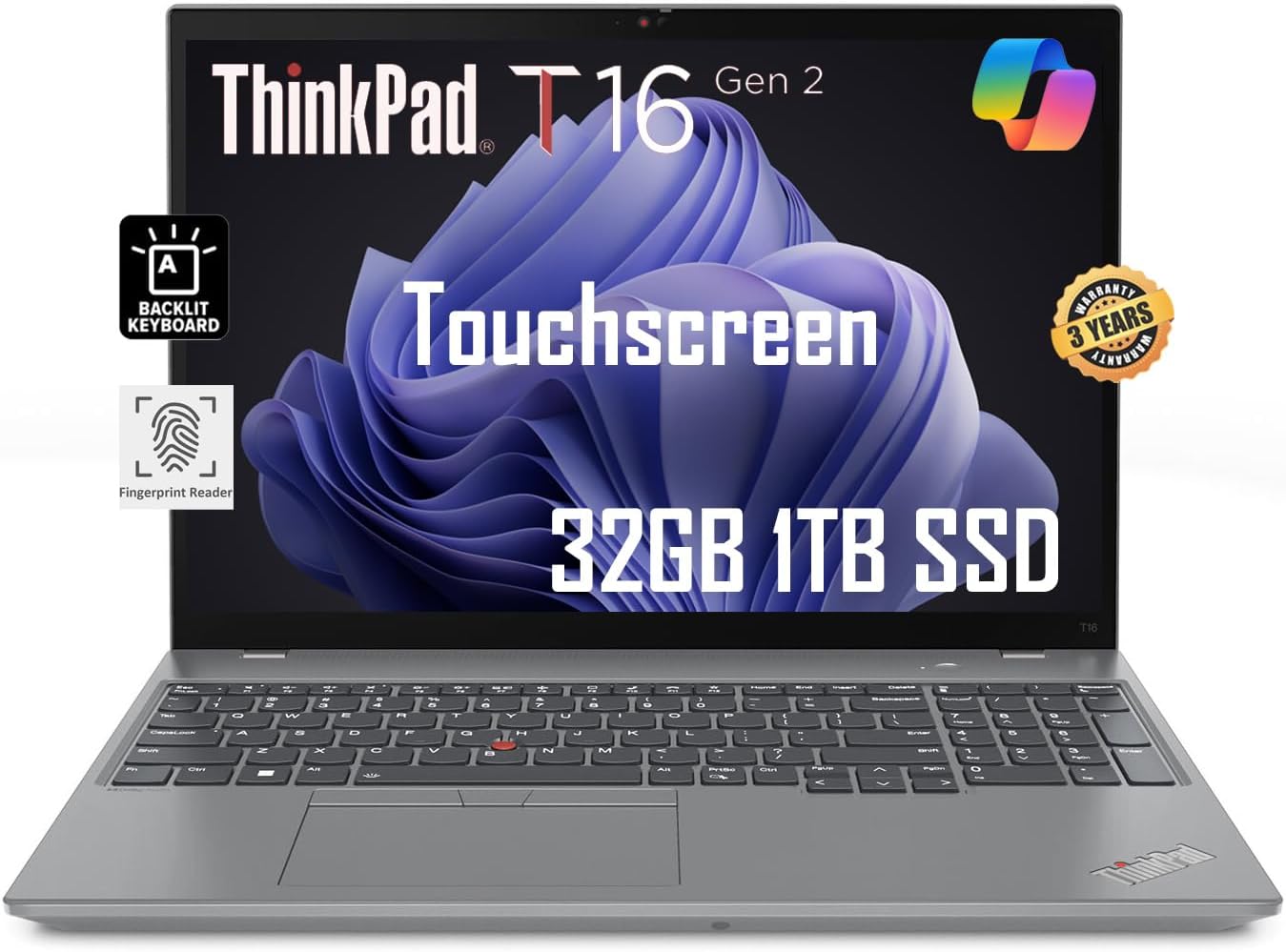 2024 Lenovo ThinkPad T16 Business Workhorse Laptop (16″ FHD+ Touchscreen, Intel 10-Core i7-1355U, 32GB DDR5 RAM, 1TB SSD), Military Grade, dTPM, Ethernet, FHD Webcam, 3-Yr WRT, Win 11 Pro, Grey