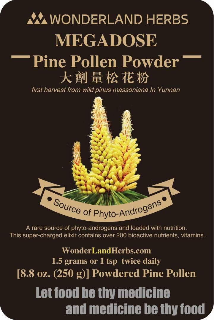 99.5% Shell Broken [Cracked Cell Wall] Pine Pollen Powder 8.8 Oz. (250 g.) Certified Organic raw and Wild