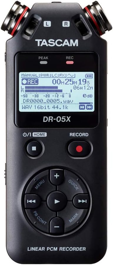 Tascam DR-05X Stereo Handheld Digital Audio Portable Recorder and USB Audio Interface, Pro Field, AV, Music, Dictation Recorder