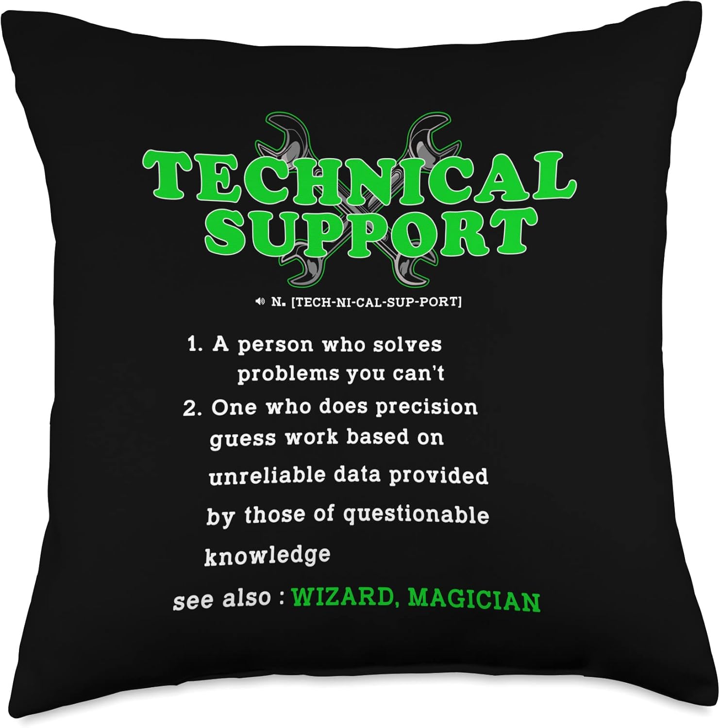 Technical Support IT Fan Wizard Magician Bookworm Computer Throw Pillow, 18×18, Multicolor