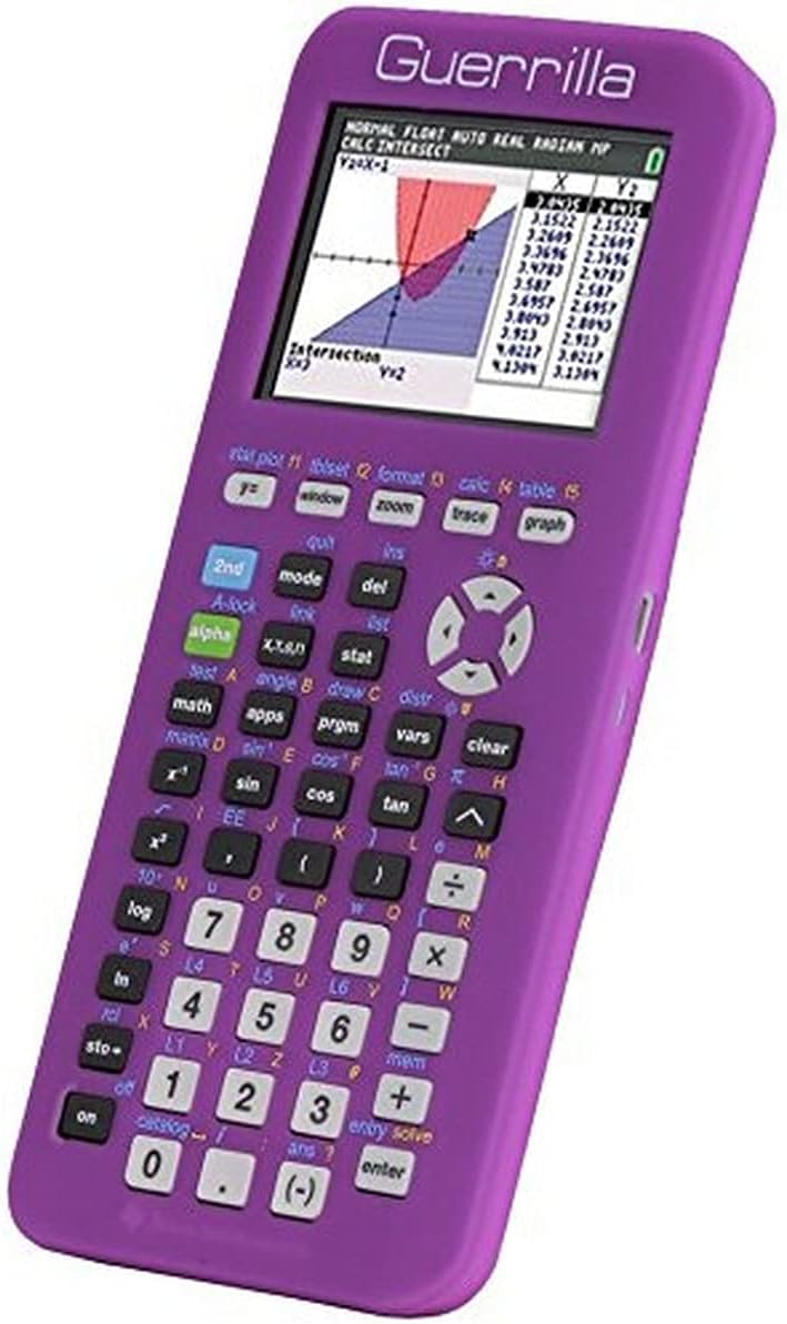 Guerrilla Silicone Case for Texas Instruments TI-84 Plus CE Color Edition Graphing Calculator With Screen protector and Graphing Ruler, Purple