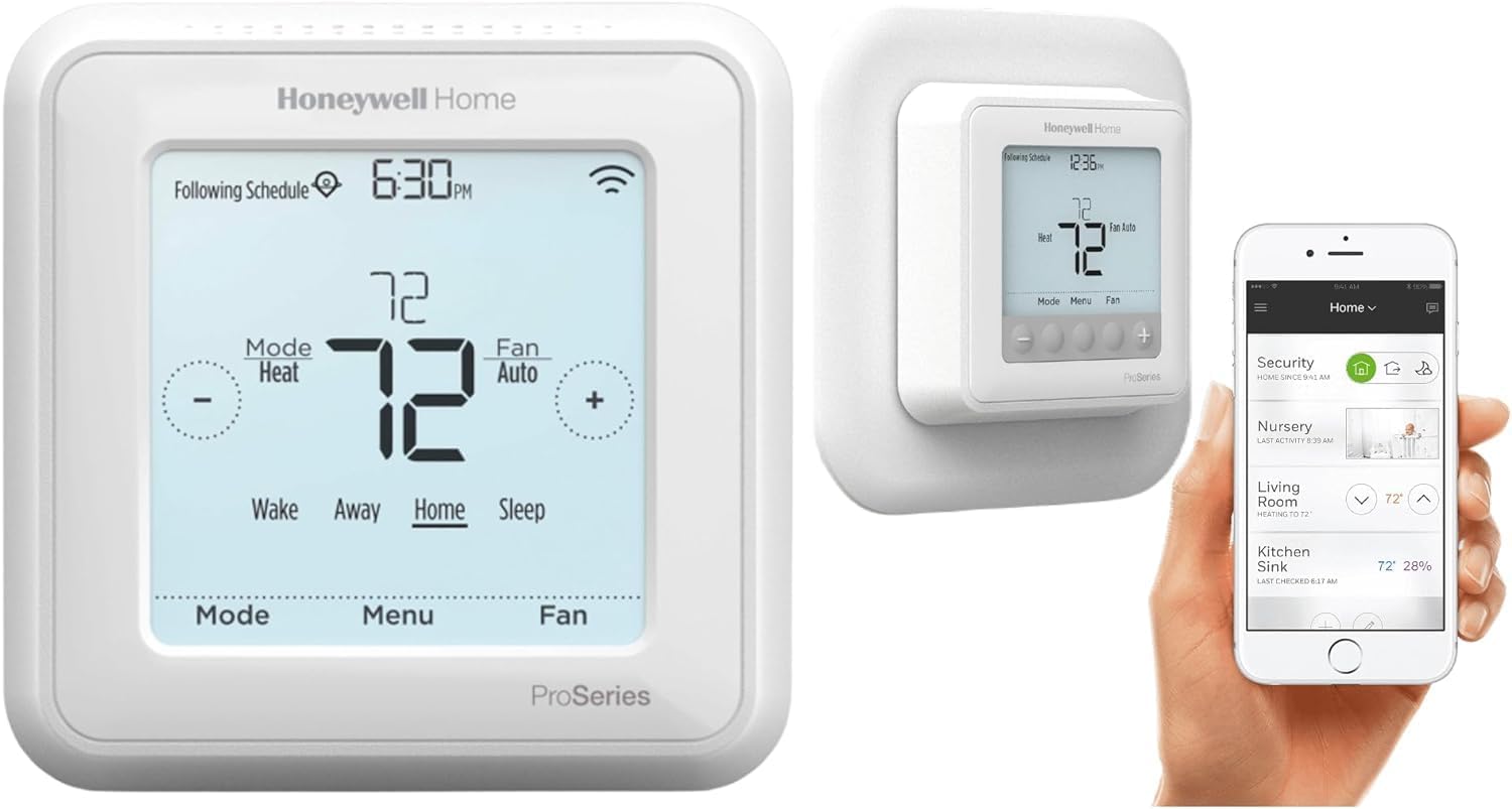 Honeywell TH6320WF2003 T6 Pro Smart Thermostat programmable with up to 3 Heat/2 Cool Heat Pump or 2 Heat/2 Cool Conventional with Extended 5-Year Warranty (TH6320WF2003), White