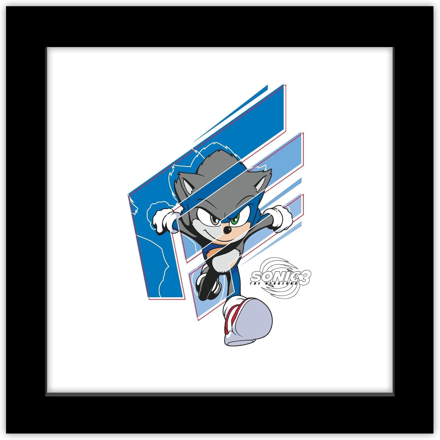 Trends International Gallery Pops Sonic the Hedgehog 3 – Sonic and Shadow Race Wall Art, 12″ x 12″ Gallery Pops Wall Art, Black Framed Version