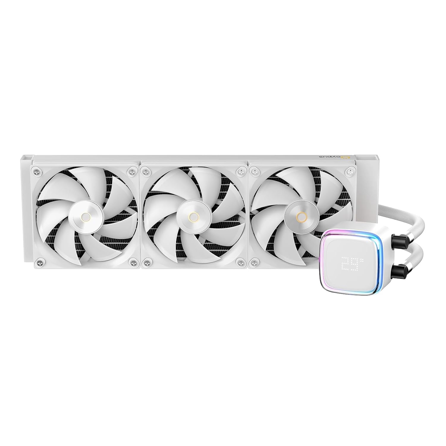 Iota L36 CPU Liquid Cooler with Digital Display,360MM AIO Water CPU Cooler with Efficient Cooling Pump,ARGB Lighting Control,120MM PWM Fans Up to 2000 RPM,Suitable for AMD & Intel LGA (White)