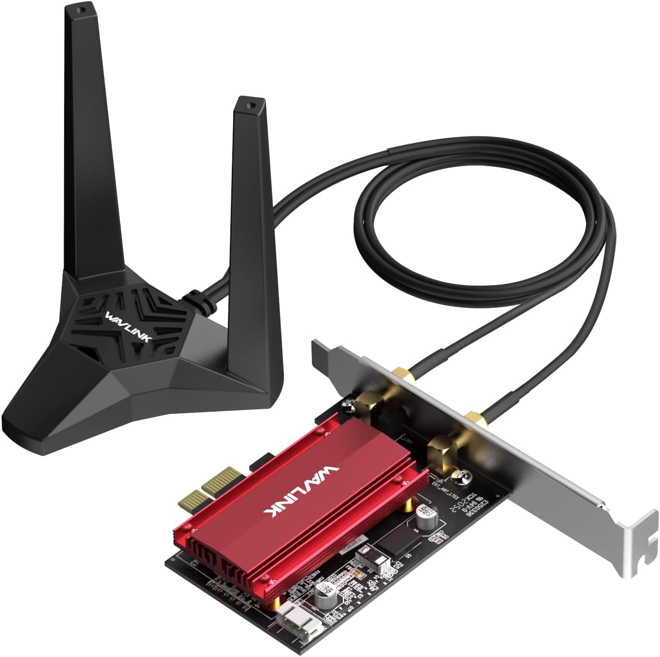 WAVLINK WiFi 6E AX5400M PCIe WiFi Crad, Tri-Band Intel AX210 Network Crad with Bluetooth 5.3, MU-MIMO, WPA3, OFDMA, Low-Profile Bracket, Heat Sink for Windows 10/11 PC