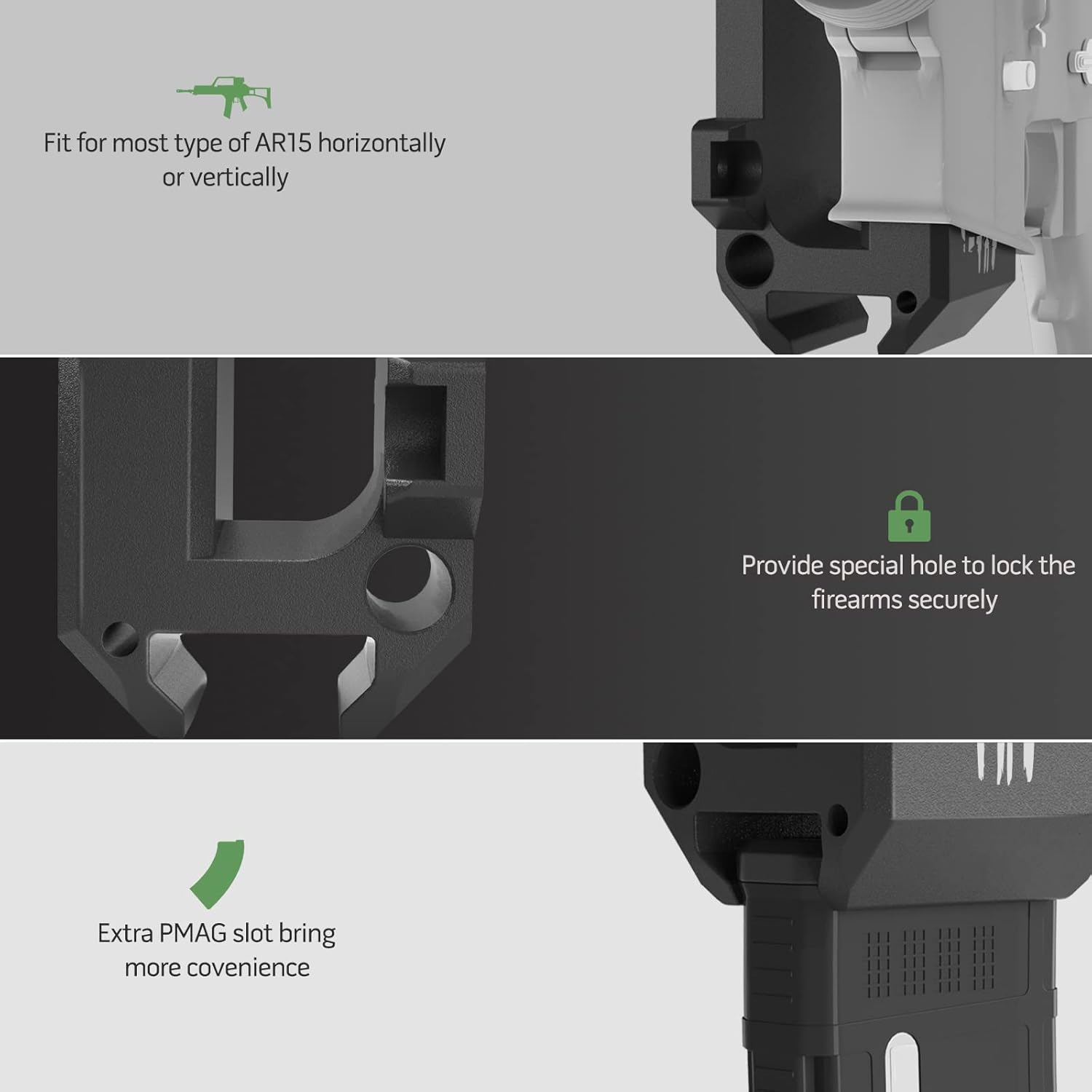 Gun Wall Mount, Gun Rack with Absolutely Strong and Solid PA Material& Frosting Treatment Display Storage Organization System Unique Low Profile Design Withstand 300Lbs of Tension