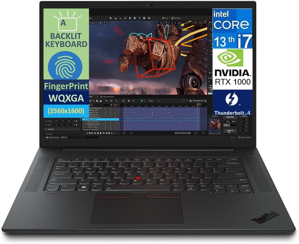 Lenovo ThinkPad P1 Gen 6 Mobile Workstation 16.0″ 165Hz IPS WQXGA Display (Intel i7-13800H vPro, RTX A1000 6GB, 64GB DDR5, 1TB PCIe SSD, Backlit KB, Fingerprint, 2 Thunderbolt 4, Win 11 Pro)