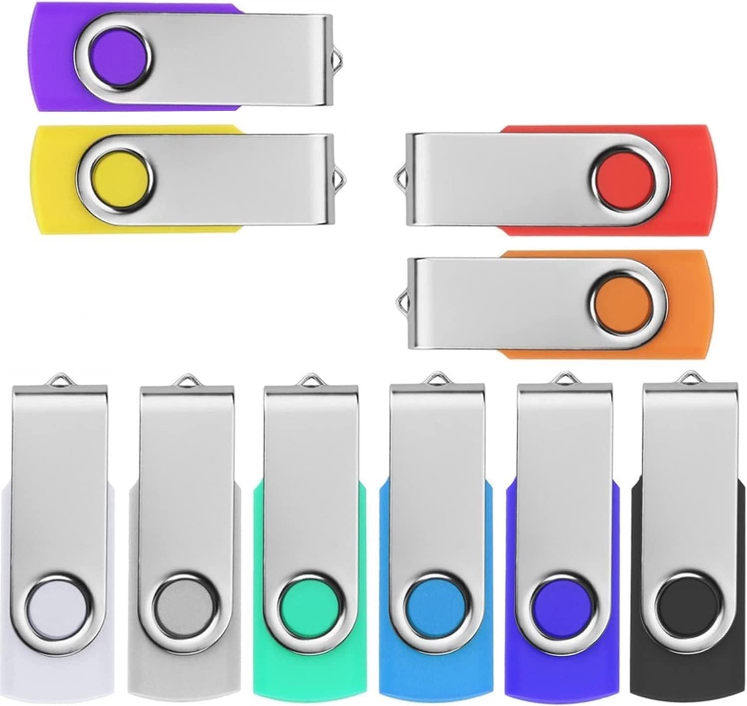 64GB Flash Drive 10 Pack USB 2.0 USB Flash Driver 64GB High Speed Flash Drive Pack Keychain Design Jump Drives Memory Stick for Data Storage and Transfer(10 Pack, Mixed Color) (10 Pack Mixed Color)