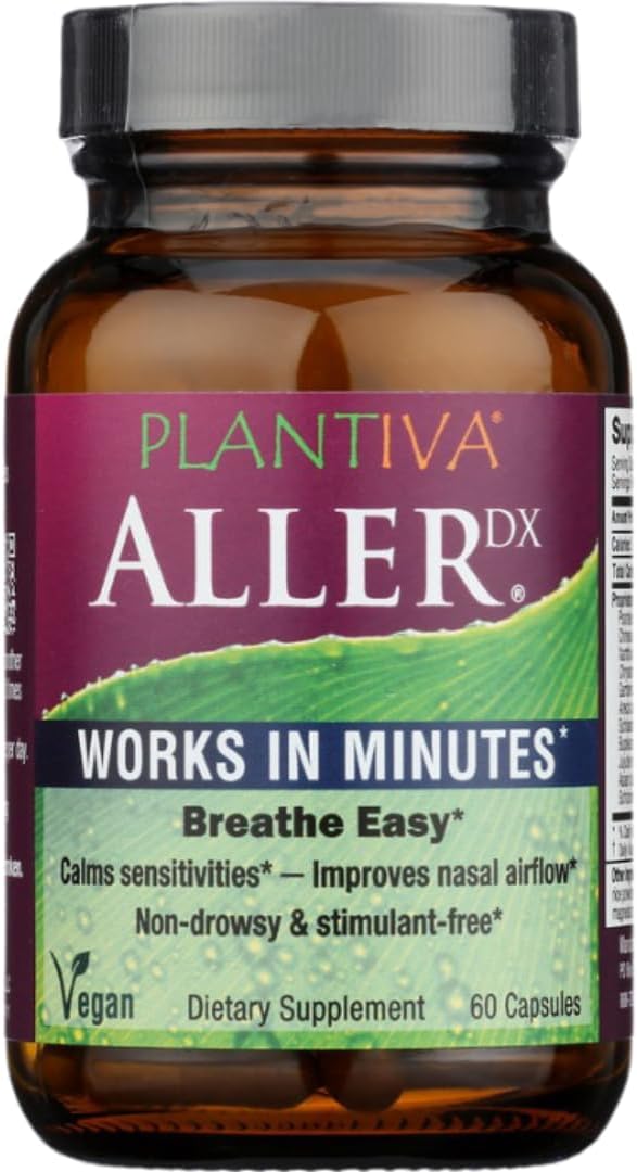 AllerDx Natural Herbal Seasonal Support Supplement – Non-Drowsy, Stimulant Free, Fast-Acting Respiratory Support – 60 Capsules