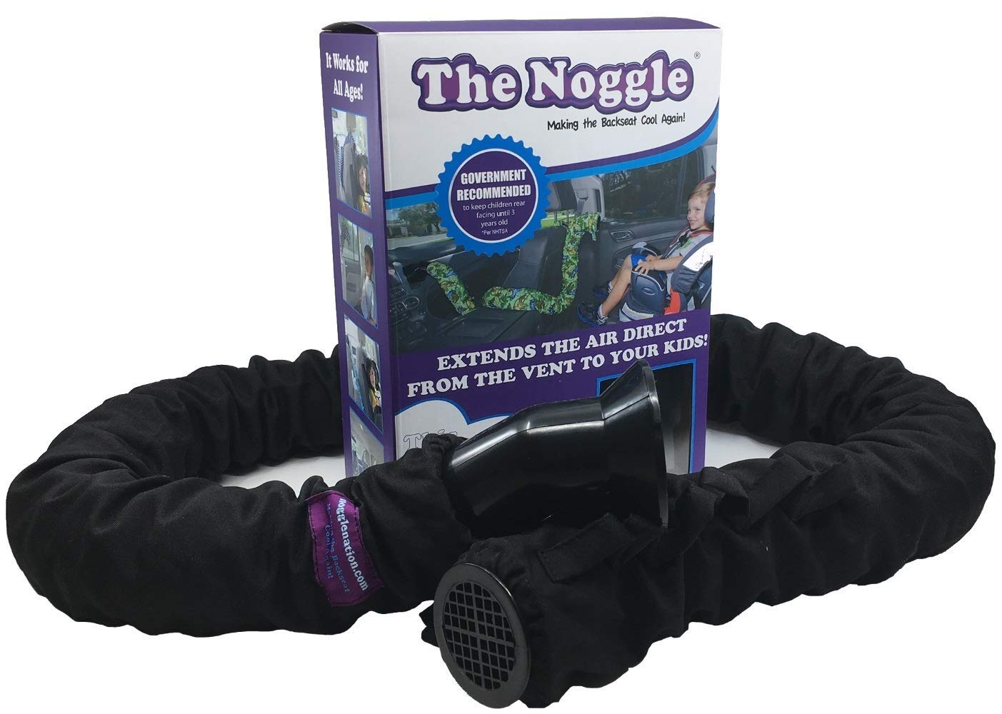 NOGGLE The, 10ft – Kid’s Personal Air Conditioning System, Made in USA, Directs Cool Air to Children in The Backseat – Air Conditioning Vent Hose for Vehicles, Making The Back Seat Cool Again – Black