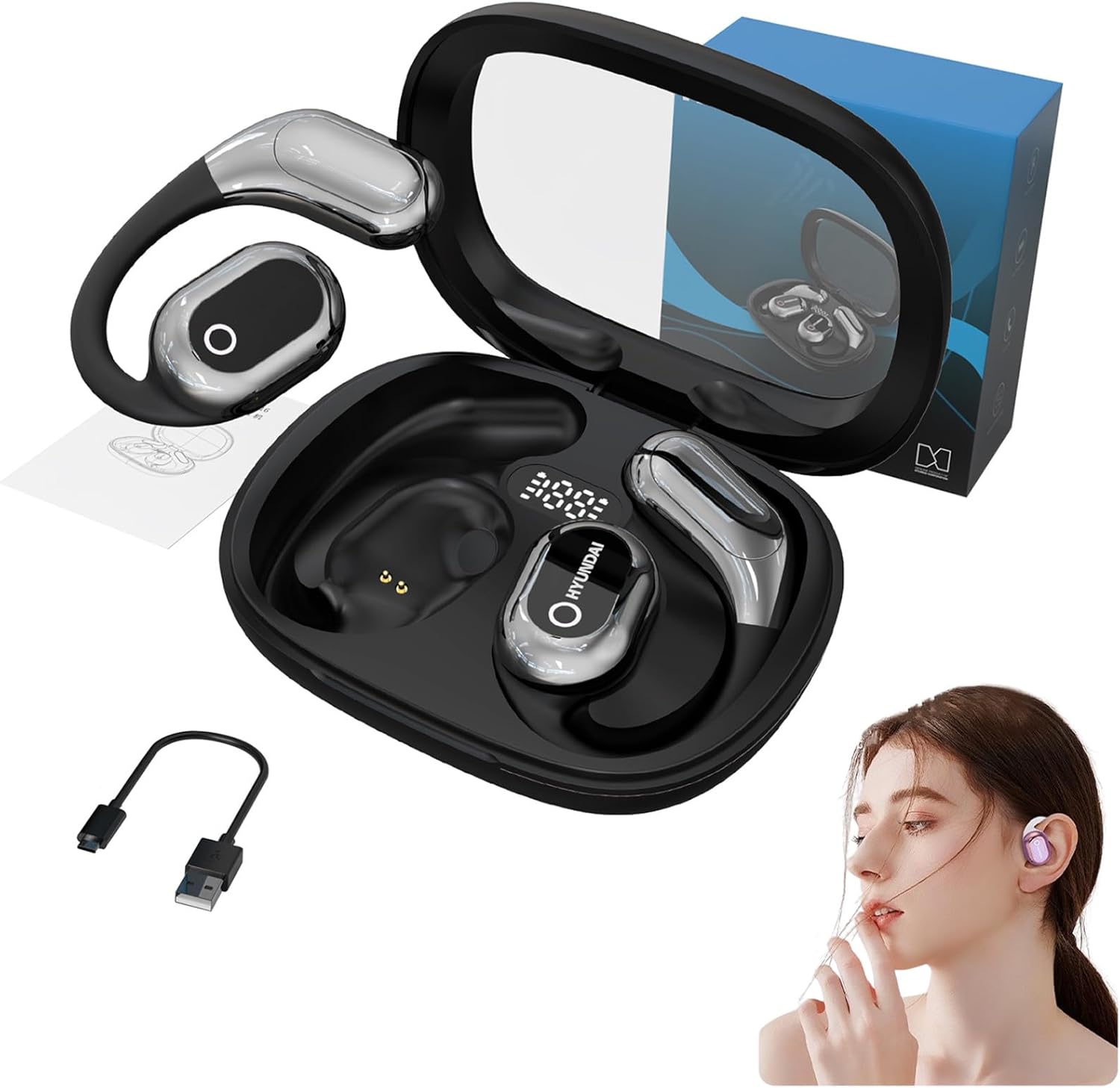 Openair Max Ai Headphones Translator, Peachloft Translator, AI Headphones Language Translation, Wireless Bluetooth Earphones, Multi-Language Support (Black)