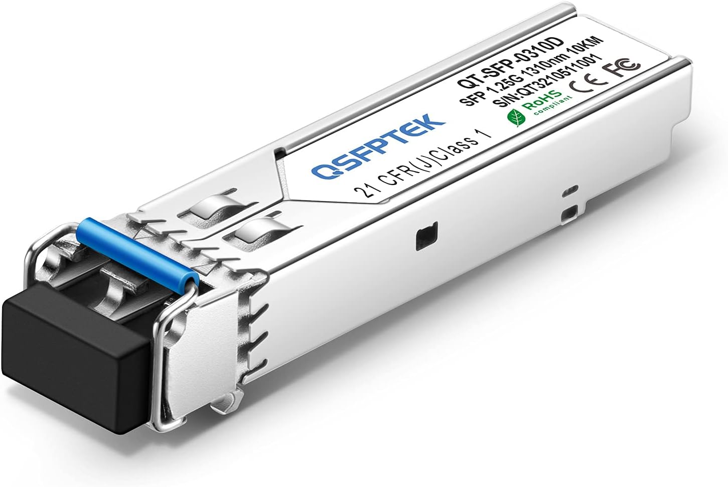 QSFPTEK 1Pack 1000BASE-LX/LH Gigabit SFP Module, 1310nm, 10km, DDM, Single-Mode LC Mini-GBIC Transceiver for Cisco GLC-LH-SMD/GLC-LX-SM-RGD, Ubiquiti UF-SM-1G, Netgear, Mikrotik, Supermicro