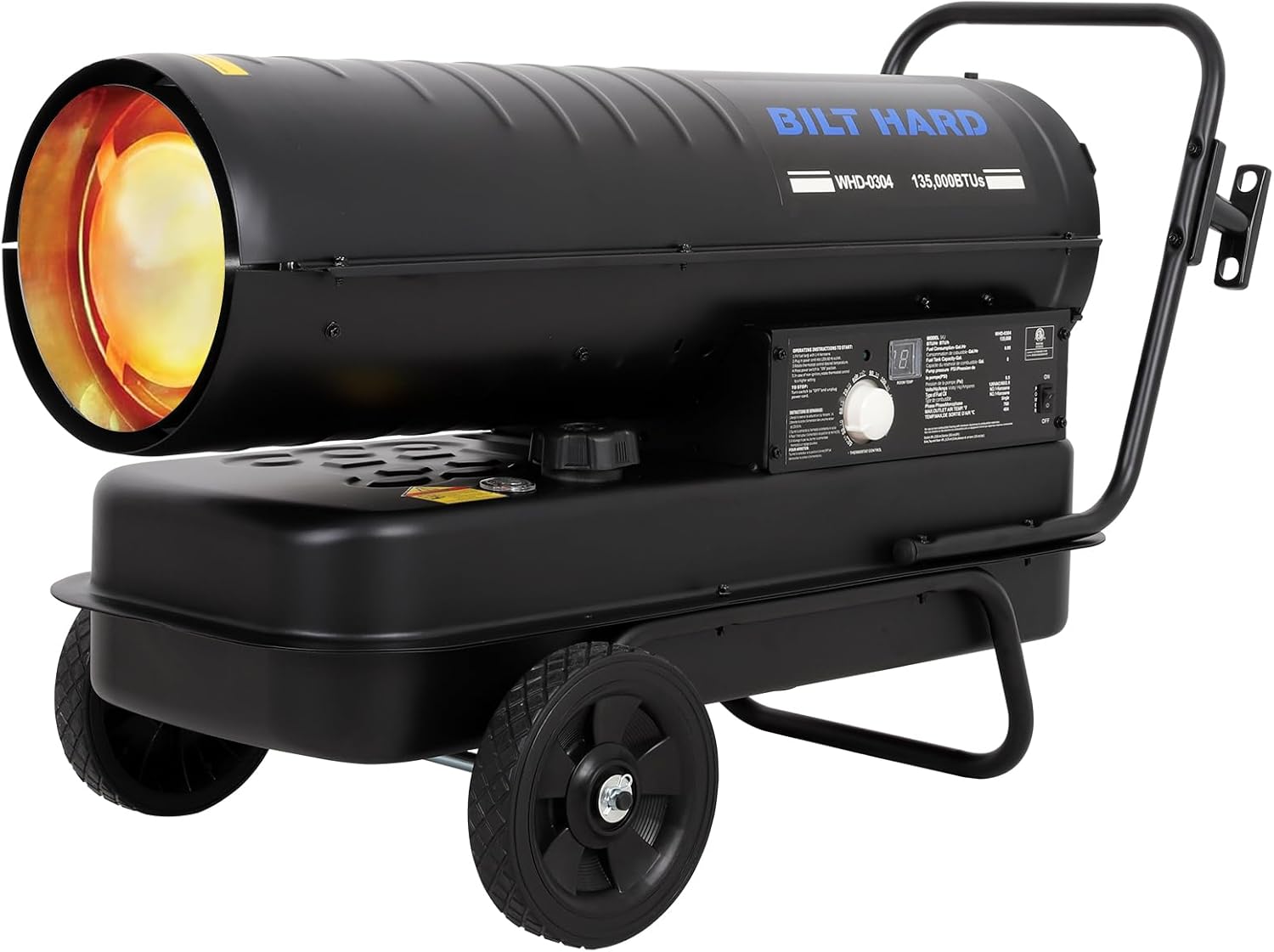 BILT HARD 135,000 BTU Forced Air Kerosene Diesel Heater with Wheels, Portable Torpedo Space Heater with Thermostat Control for Outside, Jobsite, Garage, and Construction Sites, CSA Certified