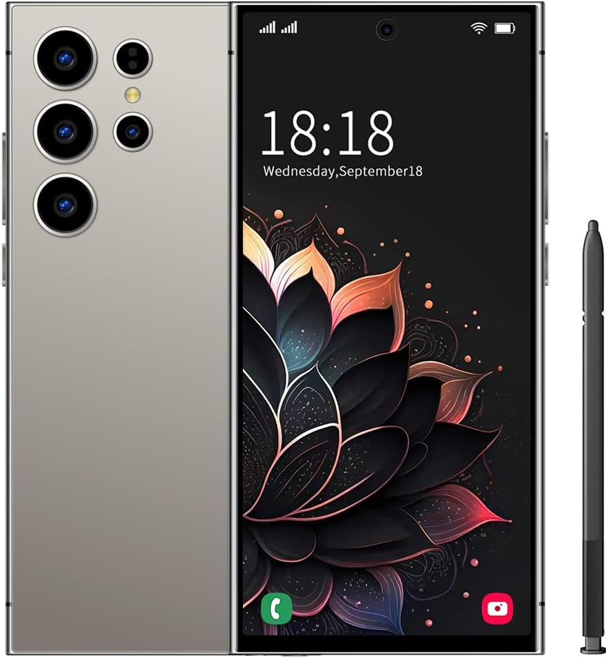 I24 Ultra Unlocked Phone,Smartphone,Built in Pen Cell Phone,6+256GB Android 13.0 Battery 6800mAh 6.82″ HD Screen,with 128GB Memory Card The Phone,Face ID/5G/Fingerprint Lock/GPS (Grey)