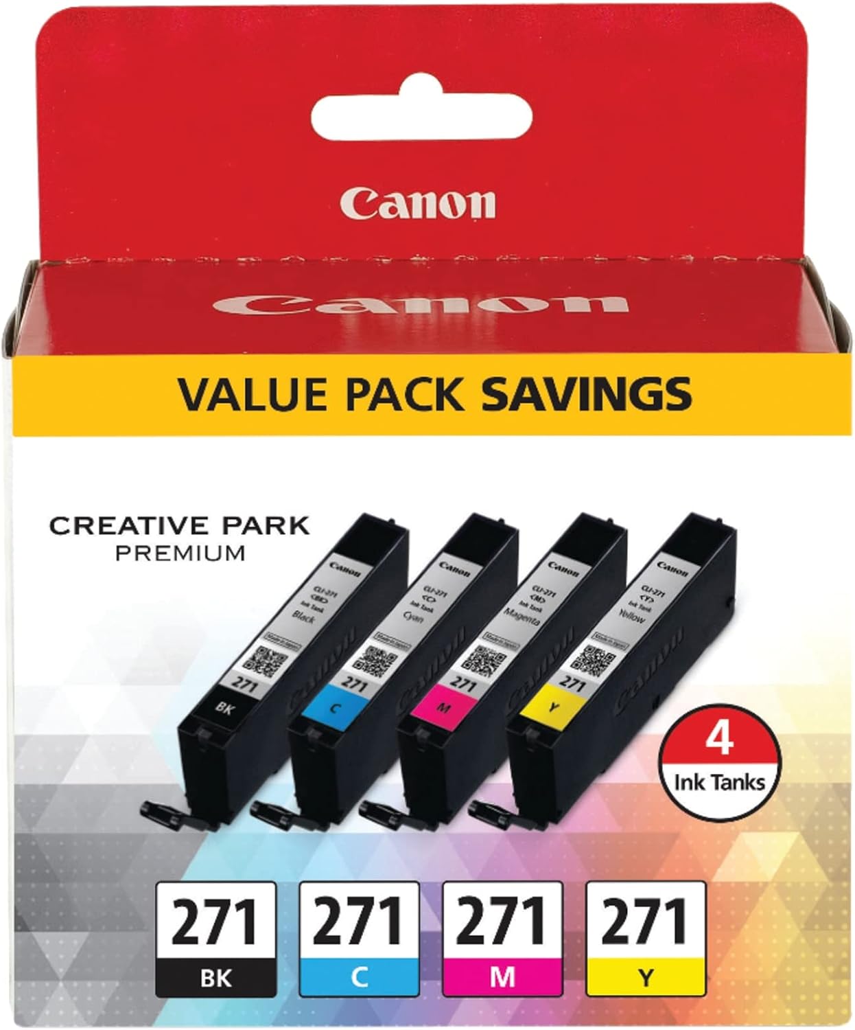 Canon CLI-271 BK/CMY 4 Color Value Pack Compatible to MG6820, MG6821, MG6822, MG5720, MG5721, MG5722, MG7720, TS5020, TS6020, TS8020, TS9020