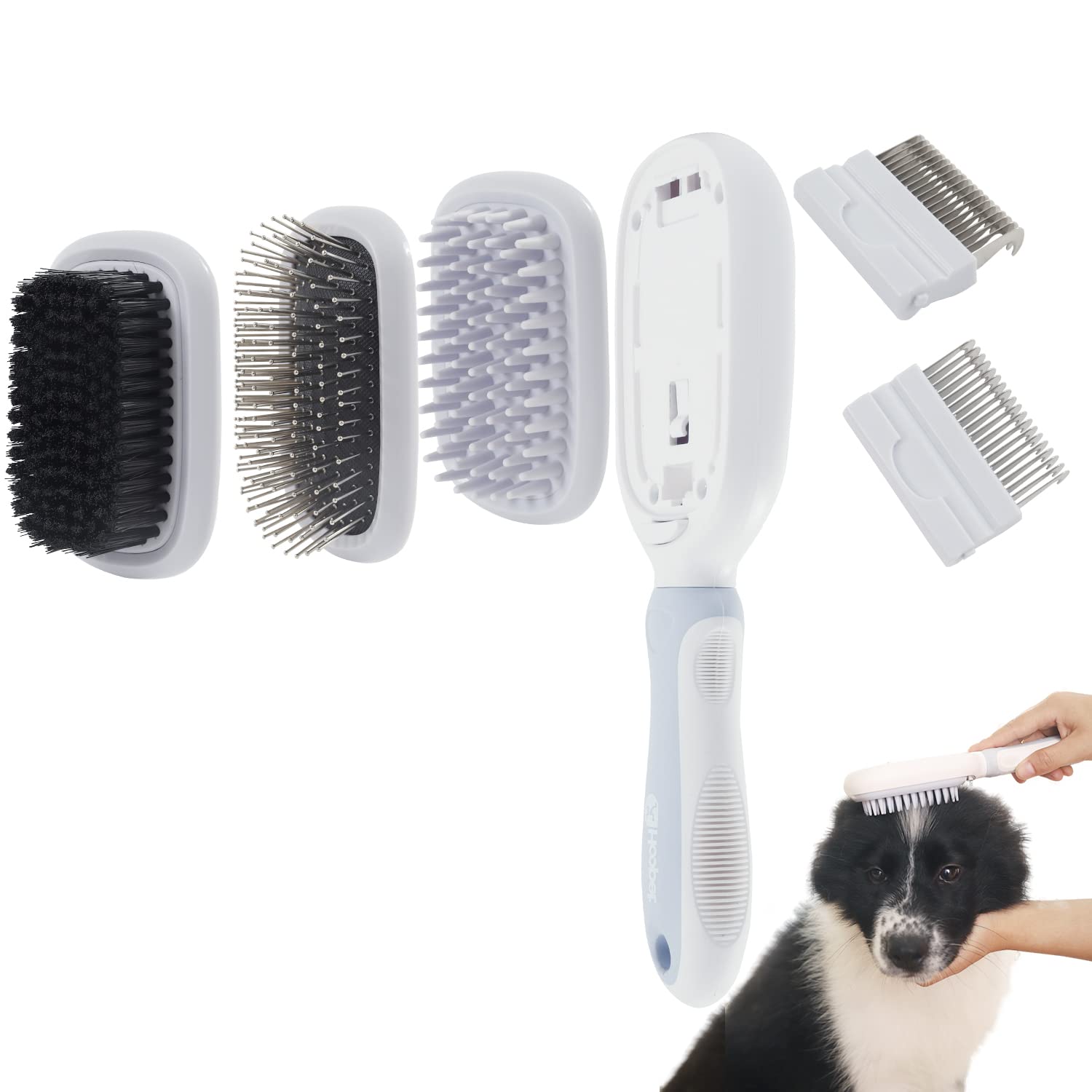 HOOPET 5 in 1 Pet Brush Set, Pet Grooming Shedding Massage Combs for Long Short Hair Dogs & Cats, Removes Undercoat, Dander, Dirt & Improves Circulation