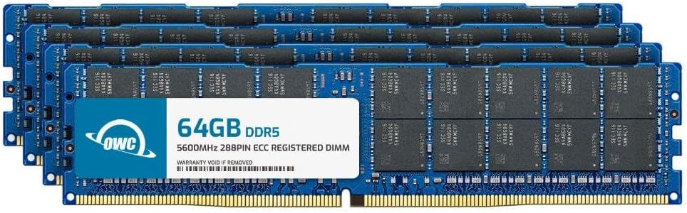 OWC 256GB (4x64GB) DDR5 5600 PC5-44800 CL46 2Rx4 288-pin 1.1V ECC Registered RDIMM Memory RAM Module Upgrade Kit for Select Workstations or Servers