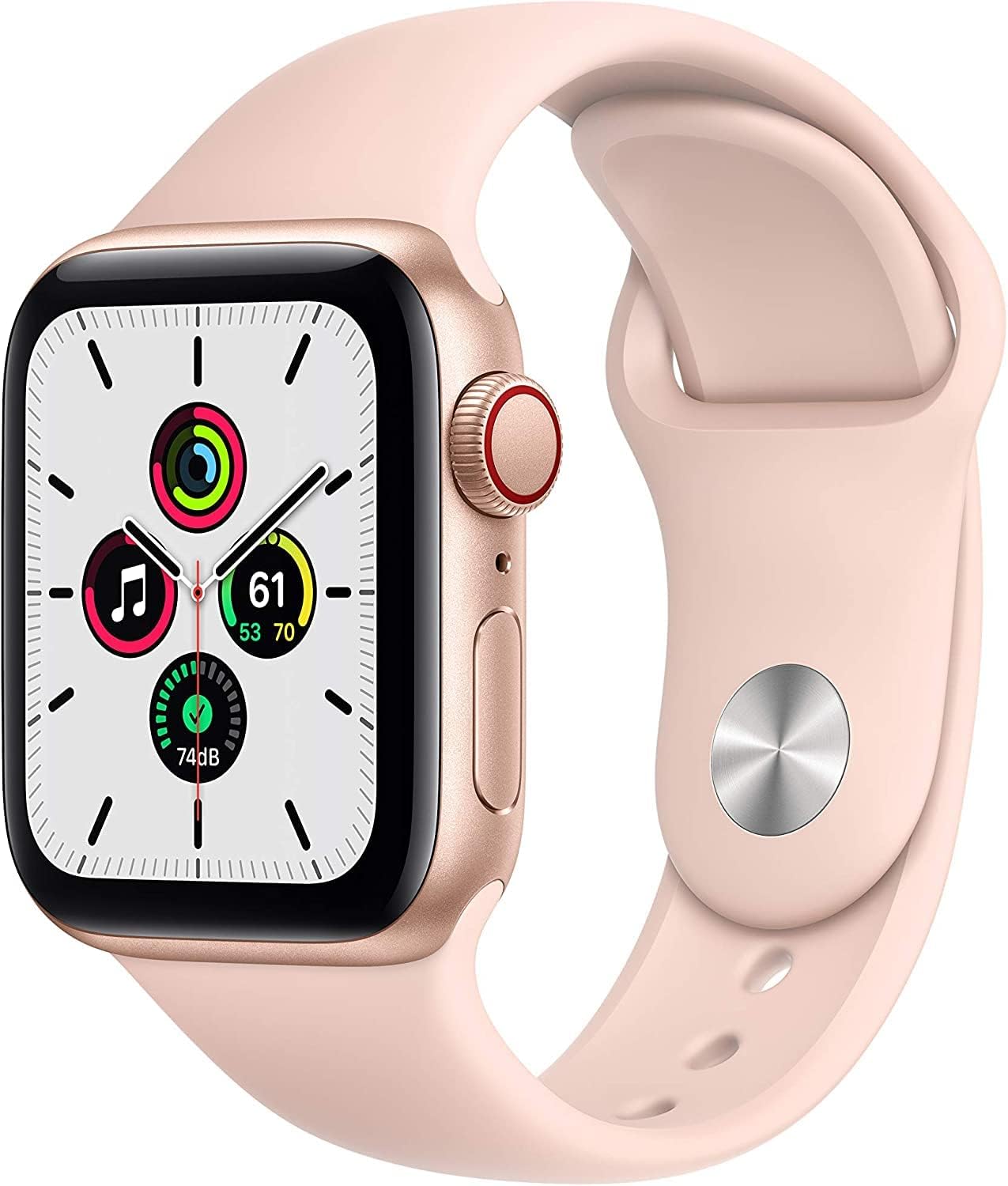 Apple Watch SE (GPS + Cellular, 40mm) – Gold Aluminum Case with Pink Sand Sport Band (Renewed)