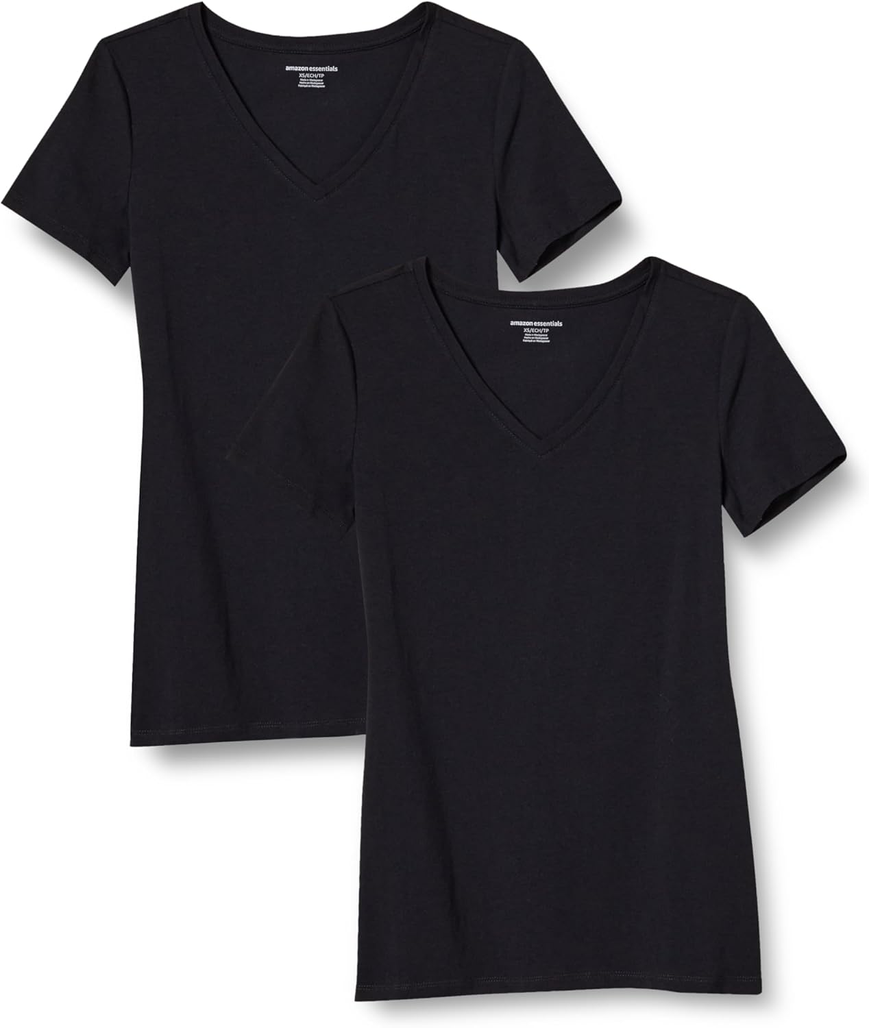 Amazon Essentials Women’s Short-Sleeve V-Neck T-Shirt (Available in Plus Size), Multipacks