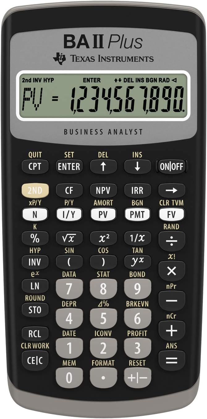 Texas Instruments BA II Plus, Financial Calculator, Black