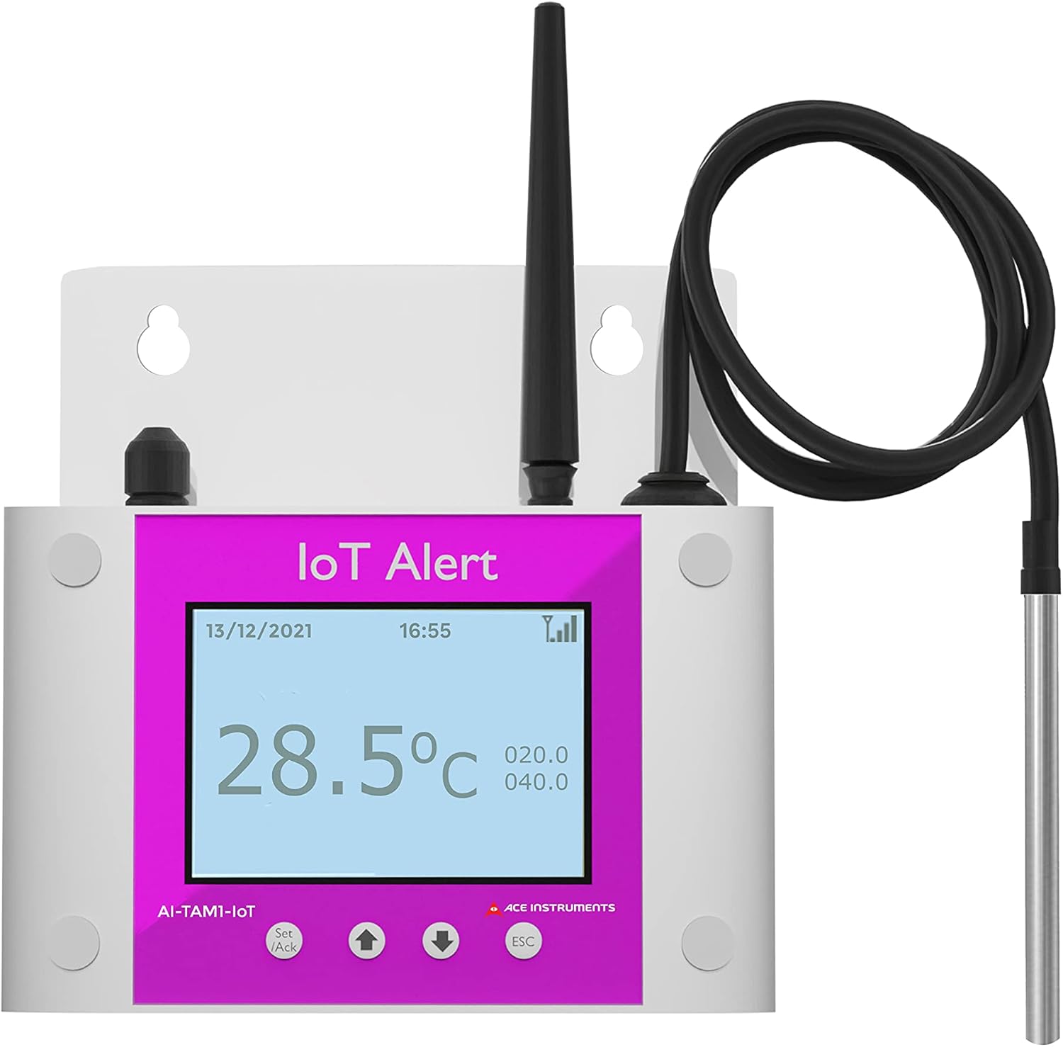 Temperature & Humidity Monitoring with in-bulit Buzzer (with SMS) for Server Room, Control Rooms, IT Offices, Govt Offices, archeological Departments, Library Model: AI-RHTX-SMS