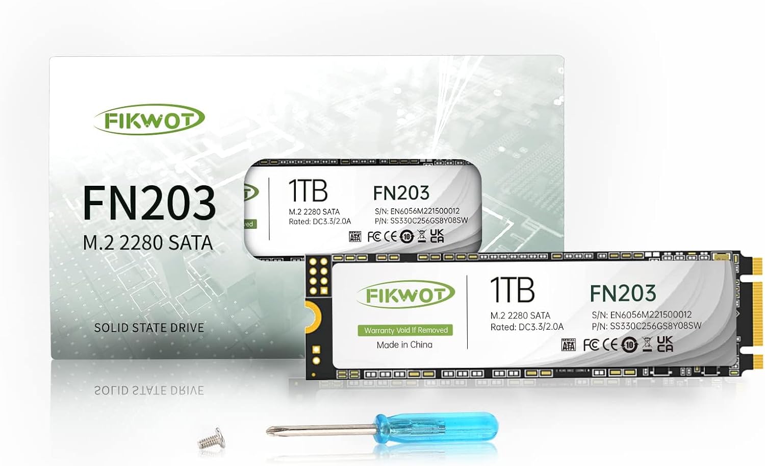 FN203 M.2 SATA SSD – SLC Cache 3D NAND TLC SATA III 6Gb/s M.2 2280 NGFF Internal Solid State Drive, Up to 550MB/s, Compatible with Ultrabooks, Tablet Computers and Mini PCs (1TB)