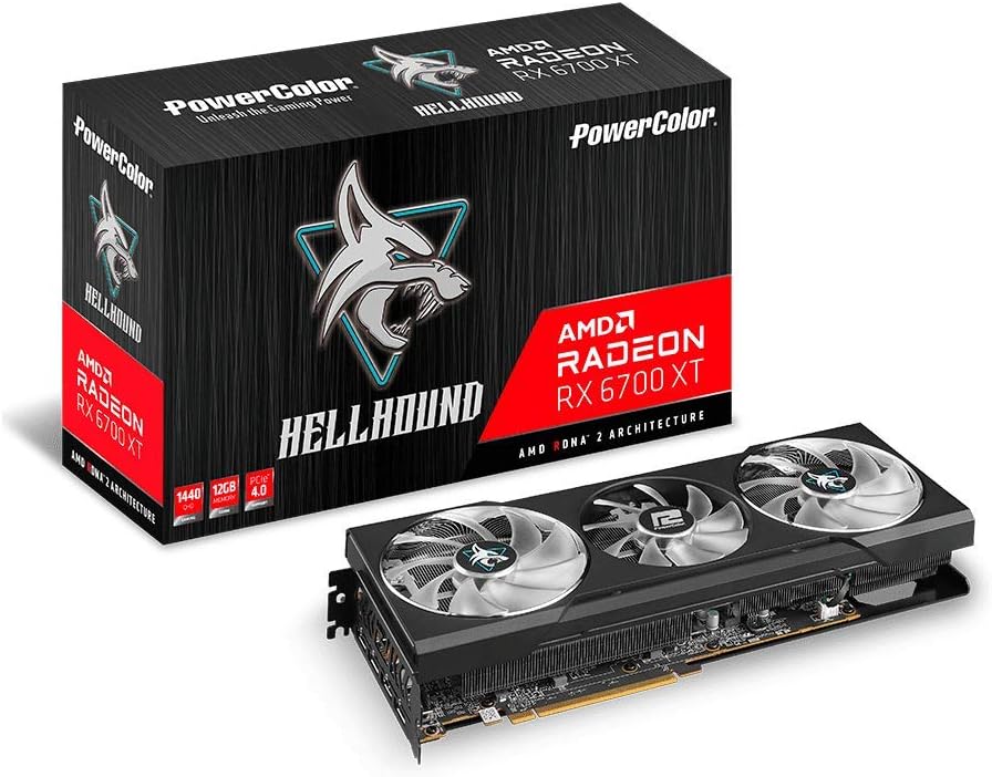 PowerColor Hellhound AMD Radeon RX 6700 XT Gaming Graphics Card with 12GB GDDR6 Memory, Powered by AMD RDNA 2, Raytracing, PCI Express 4.0, HDMI 2.1, AMD Infinity Cache