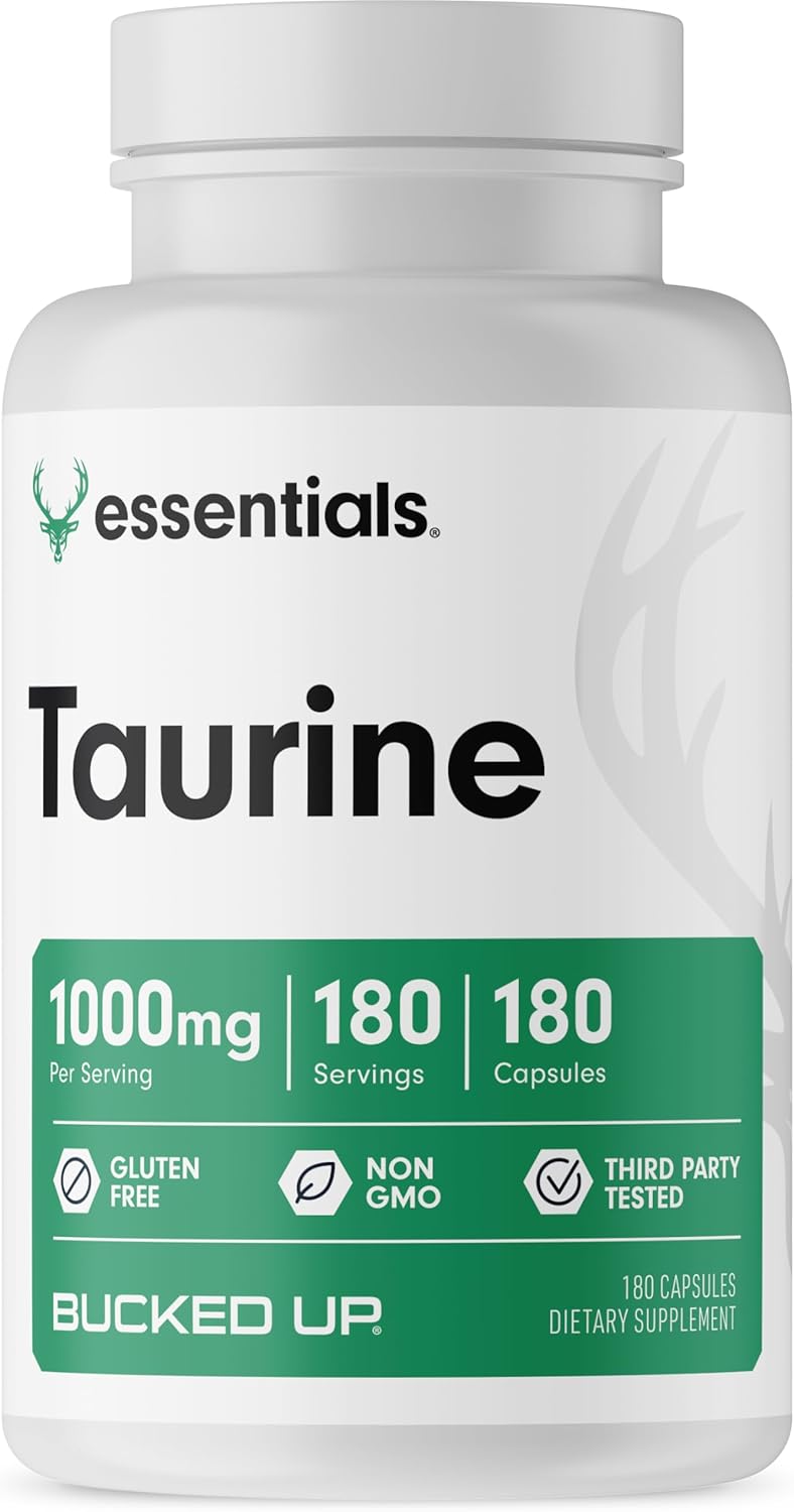 Bucked Up Taurine (1000 MG), Essentials (180 Servings, 180 Capsules)