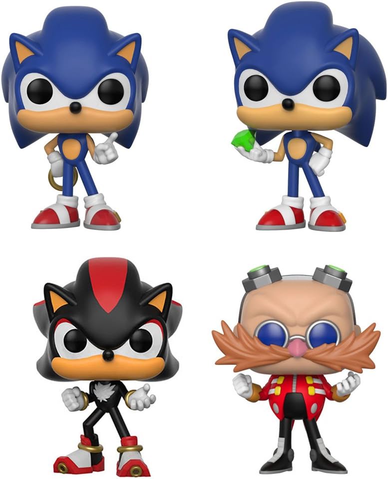 Funko Pop Games Sonic – Sonic w/ Ring, Sonic w/ Emerald, Shadow, Dr. Eggman Vinyl Figures Set