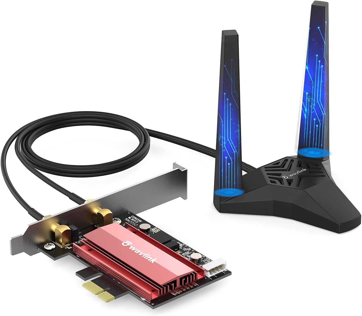 2024 New AX5400 WiFi 6E PCIe Network Card, Wavlink Tri-Band AX210 Wireless Adapter with Bluetooth 5.3, MU-MIMO, WPA3, OFDMA, Low-Profile Bracket, Heat Sink, for Windows 10/11