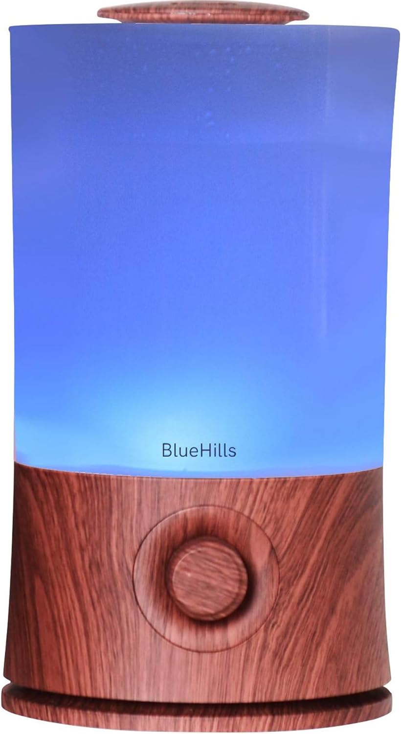 BlueHills Premium 2000 ML XL Essential Oil Diffuser Aromatherapy Humidifier for Large Room Home 40 Hour Run Huge Coverage Area 2 Liter Extra Large Capacity Diffuser High Mist Dark Wood Grain E003