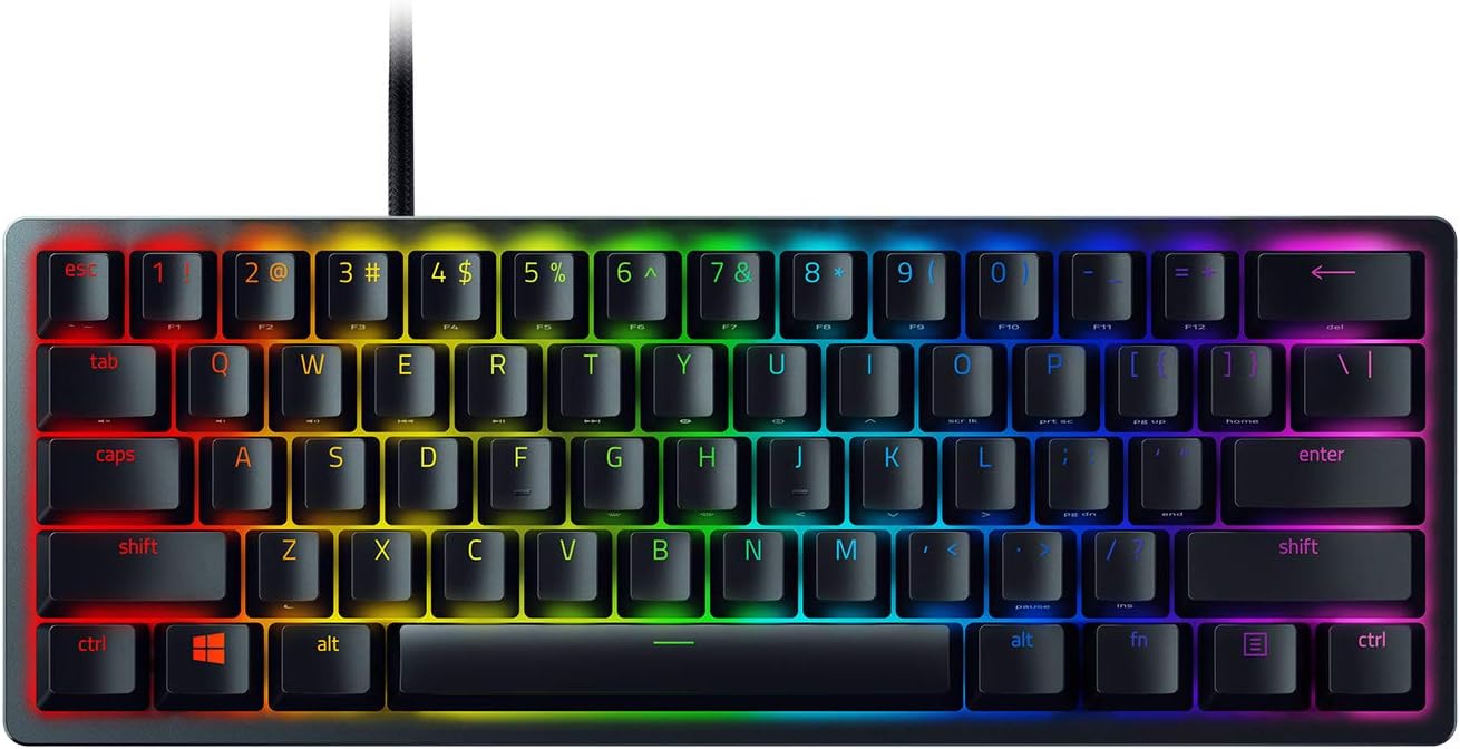 Razer Huntsman Mini 60% Gaming Keyboard: Fast Keyboard Switches – Linear Optical Switches – Chroma RGB Lighting – PBT Keycaps – Onboard Memory – Snap Tap – Black