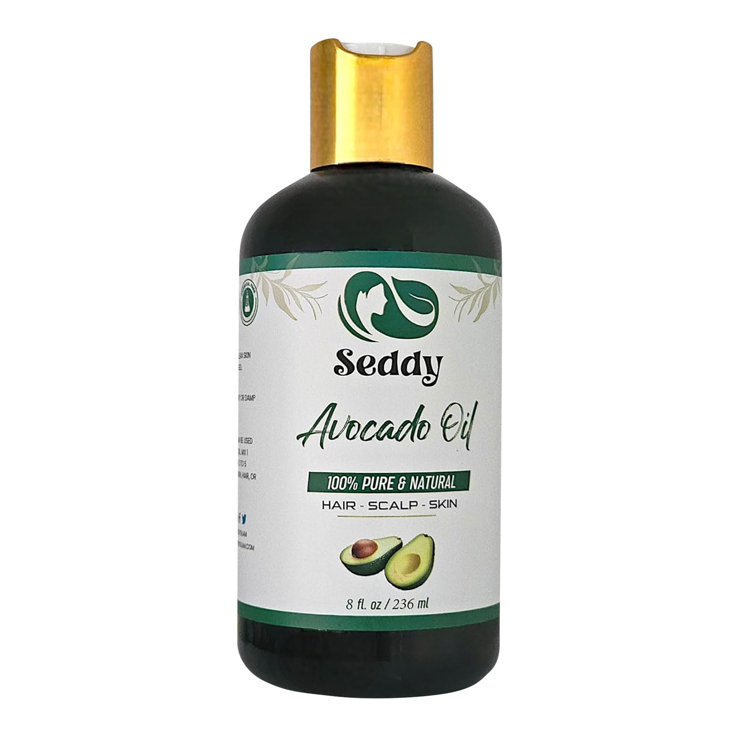 Seddy Avocado Oil – 100% Pure & Natural Oil for Hair, Skin, Face, Body, & Nails | Unscented | Hexane-Free | Natural Carrier Oil | Premium Moisturizer | Ideal for DIY Beauty Blend – 8 Fl. Oz