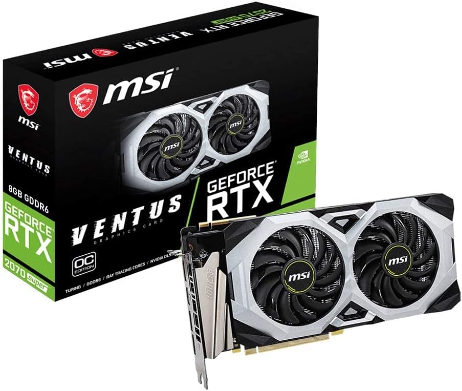 MSI Gaming GeForce RTX 2070 Super 8GB GDRR6 256-bit HDMI/DP NVLink Torx Fan Turing Architecture Overclocked Graphics Card (RTX 2070 Super Ventus OC) (Renewed)