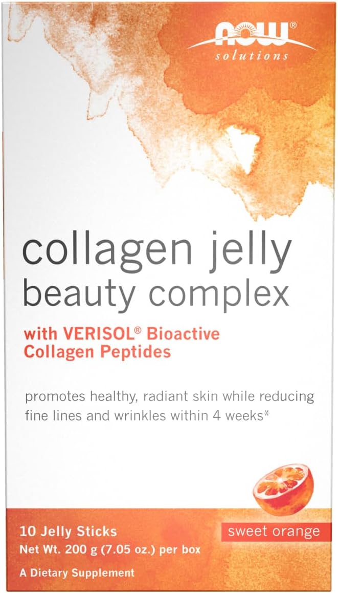 NOW Foods Solutions, Collagen Jelly Beauty Complex, Sweet Orange Flavor, 10 Jelly Sticks