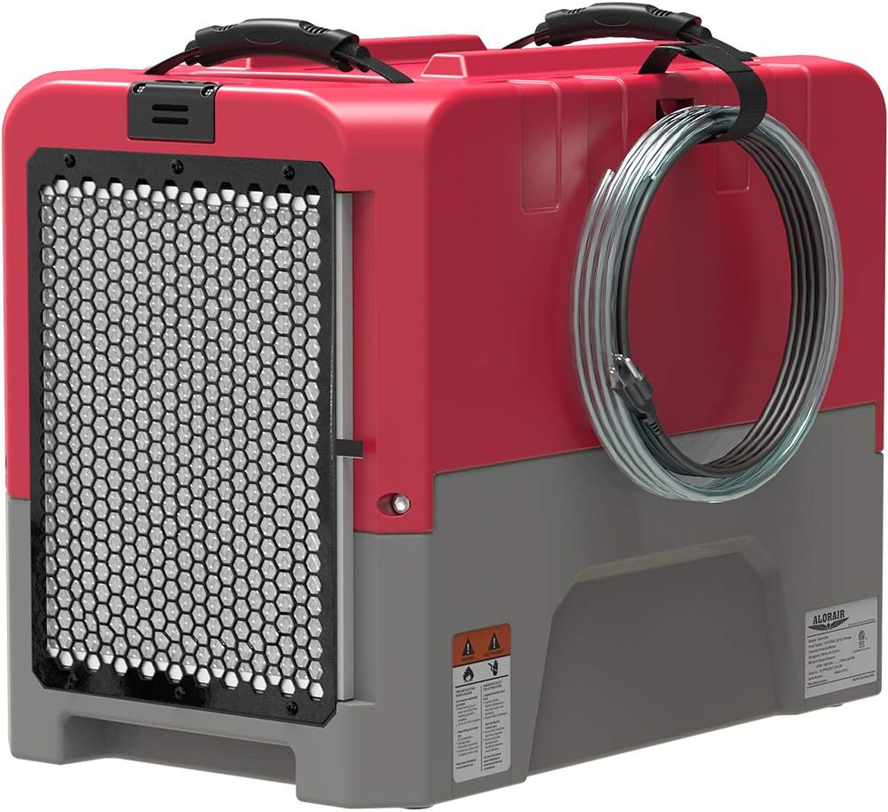 ALORAIR LGR Commercial Dehumidifier with Pump Drain Hose, 180 Pint Large Capacity Crawl Space Dehumidifier for Water Damage Restoration, Basements Warehouse & Job Sites, 5 Years Limited Warranty, Red