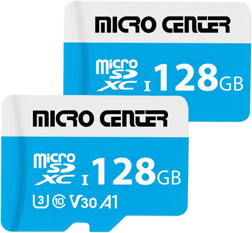 Micro Center 128GB microSDXC Card 2 Pack, Nintendo-Switch Compatible Flash Memory Card, UHS-I C10 U3 V30 4K UHD Video A1 R/W Speed up to 90/60 MB/s Micro SD Card with Adapter (128GB x 2)