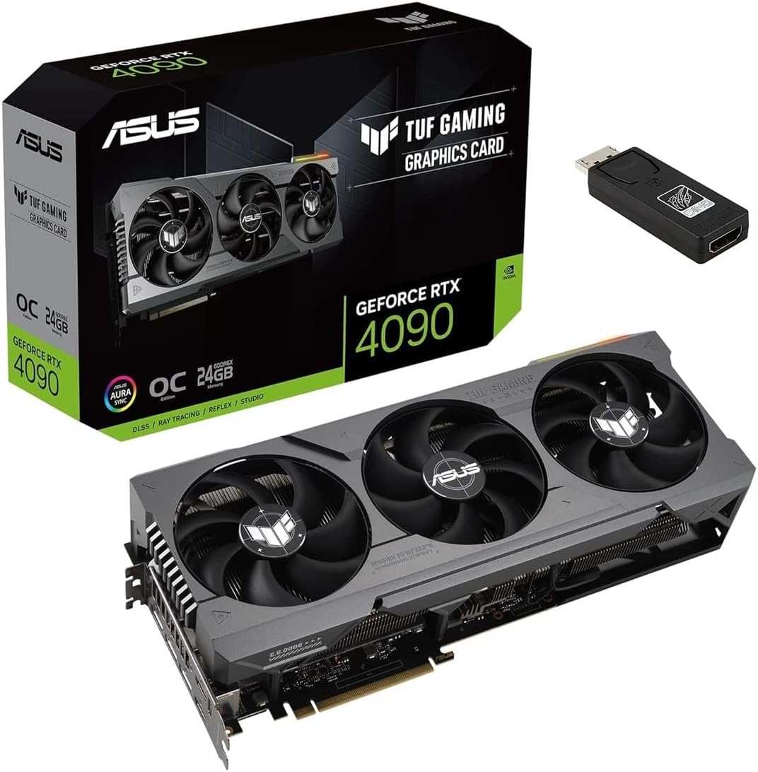 ASUS TUF RTX 4090 OC Graphics Card (PCIe 4.0, 24GB 384Bit GDRR6X, HDMI 2.1a, DP 1.4a, ARGB), w/SPS x Dino DP to HDMI Converter