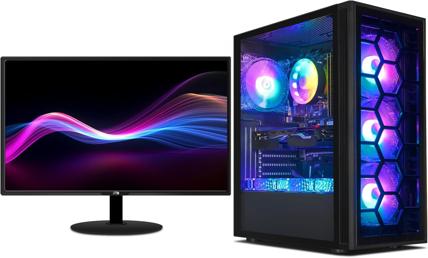 STGAubron Gaming PC Bundle with 24Inch FHD LED Monitor-GeForce RTX 2060 Super 8G, Intel core i7 up to 3.9G, 32G, 1TB SSD, RGB Sound Bar & Headset Mic, Windows 10 Home