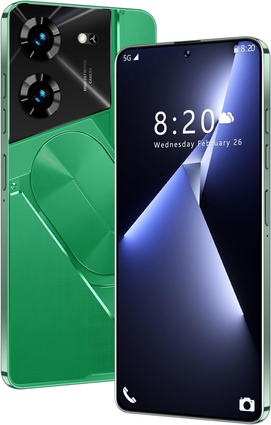 Unlocked Android Phones Pova5 Pro Unlocked Cell Phones 8GB+256GB 6.8″ Display | 24MP+50MP HD Camera | Android 13 | 6800mAH | 5G Dual SIM Smartphone (Greener)