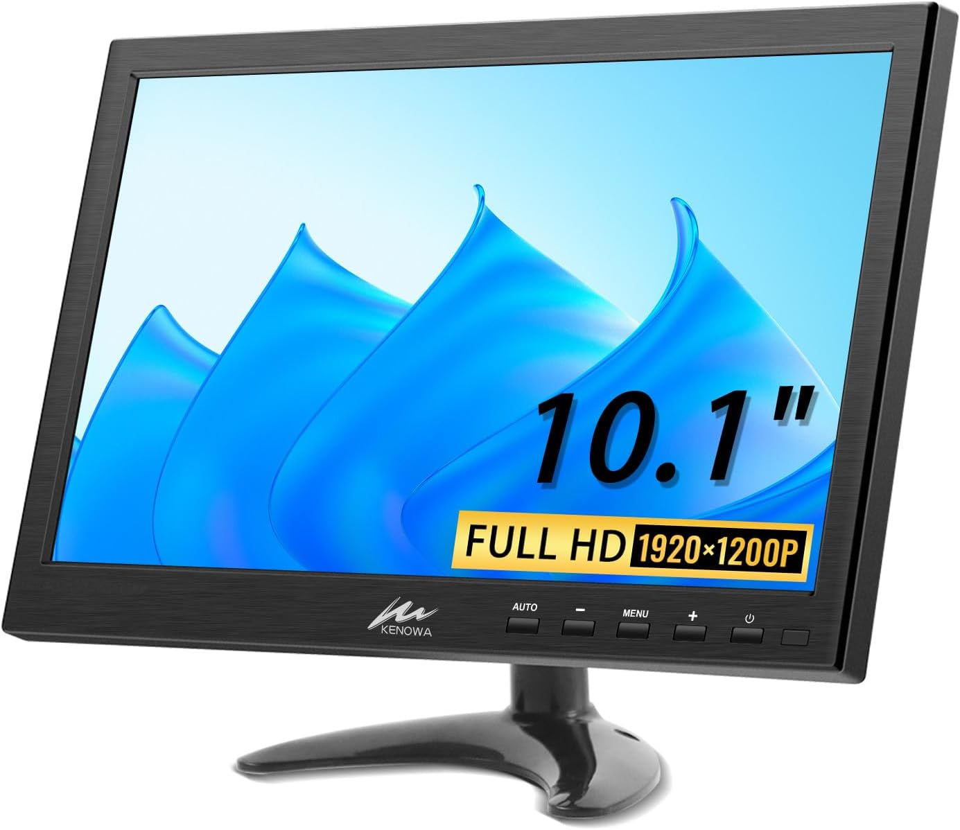 Kenowa 10.1 Inch Portable Monitor, FHD 1920x1200P HDMI Monitor LED Screen HDMI/VGA/BNC/USB/AV Port, Small Monitor,Built in Speakers for Raspberry PI/PC/TV/Computer/Gaming/Kitchen