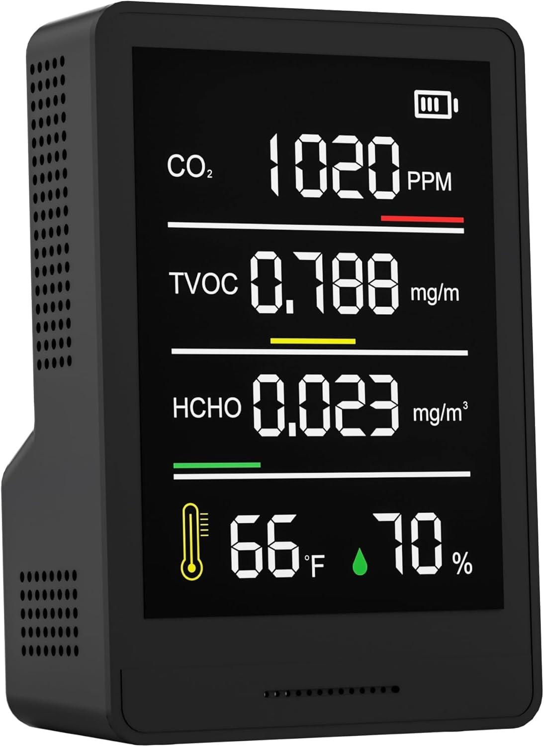 Indoor Air Quality Monitor Portable CO2 Monitor | Temperature | Formaldehyde Detector | Humidity TVOC | Air Quality Tester – Confined Space Clean Air Quality Monitor